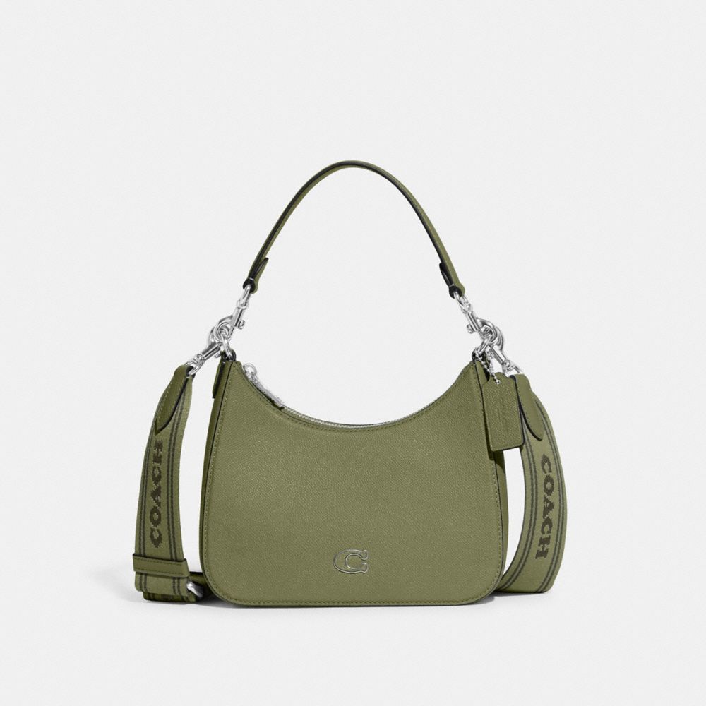 Bolsa Cruzada COACH® Hobo With Signature Canvas Mujer Verde Oliva | COHAF292