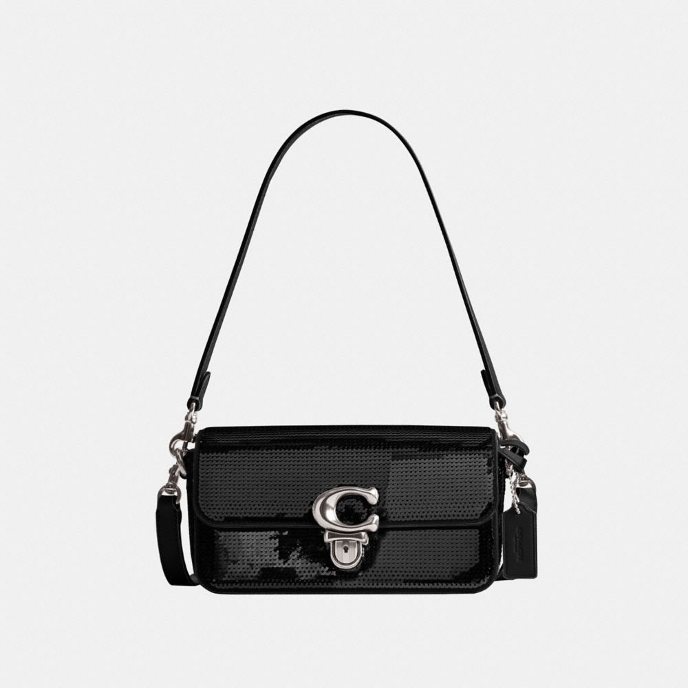 Bolsa Cruzada COACH® Studiouette With Sequins Mujer Plateadas Negras | CONWW280