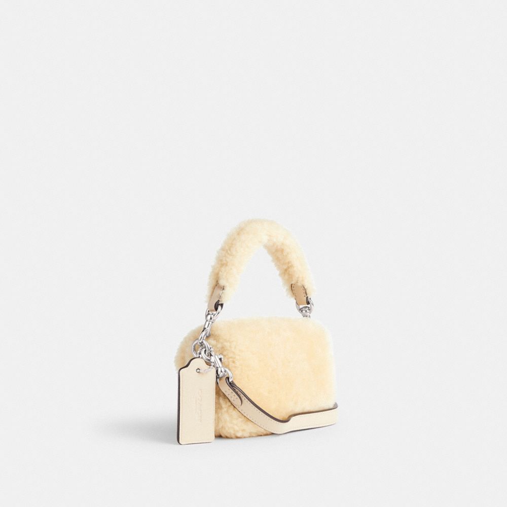 Bolsa Cruzada COACH® Tabby 12 In Shearling Mujer Plateadas Creme | COZUB275