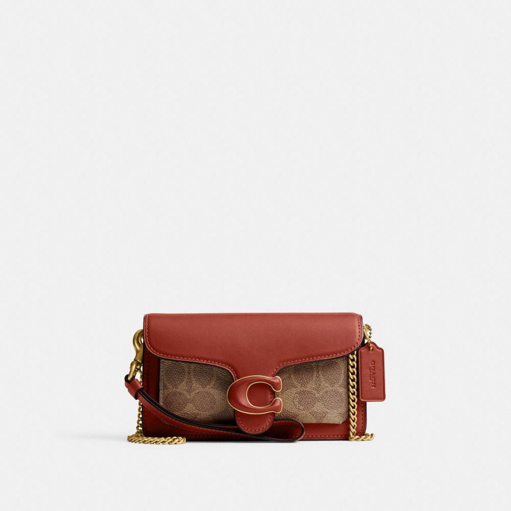 Bolsa Cruzada COACH® Tabby Wristlet In Signature Canvas Mujer Marrones Rojas | CODFJ268