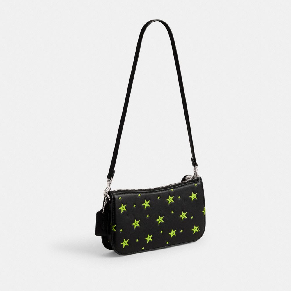 Bolsa de Hombro COACH® Cosmic Penn With Star Print Mujer Plateadas Negras | COHAC219