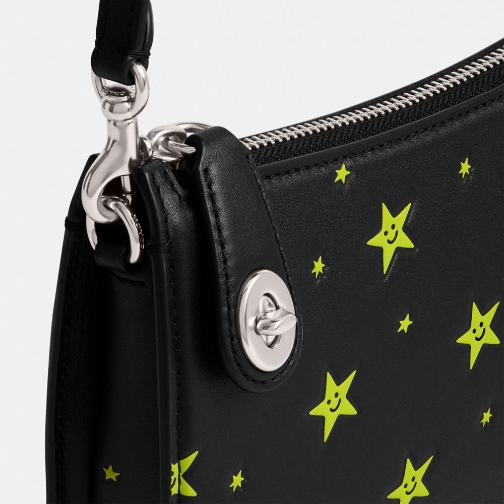 Bolsa de Hombro COACH® Cosmic Penn With Star Print Mujer Plateadas Negras | COHAC219