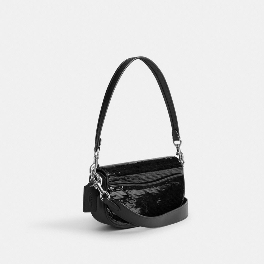 Bolsa de Hombro COACH® Harley 23 With Sequins Mujer Plateadas Negras | COPJH213