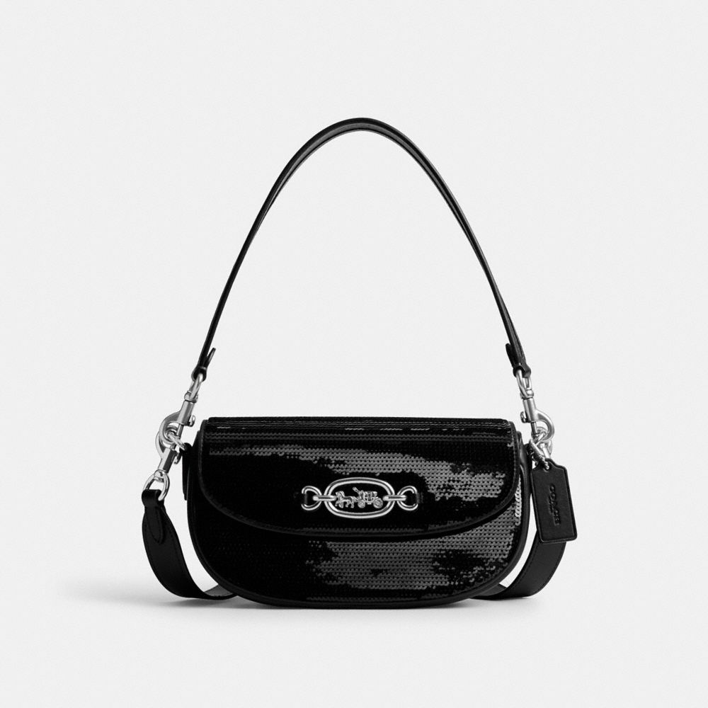 Bolsa de Hombro COACH® Harley 23 With Sequins Mujer Plateadas Negras | COPJH213