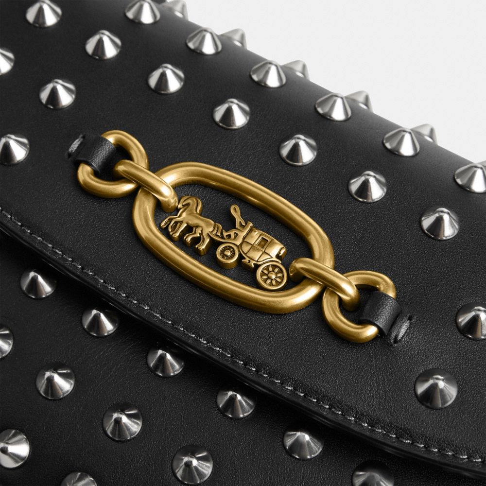 Bolsa de Hombro COACH® Harley 23 With Studs Mujer Negras | COOKG212