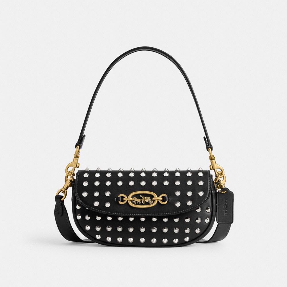 Bolsa de Hombro COACH® Harley 23 With Studs Mujer Negras | COOKG212