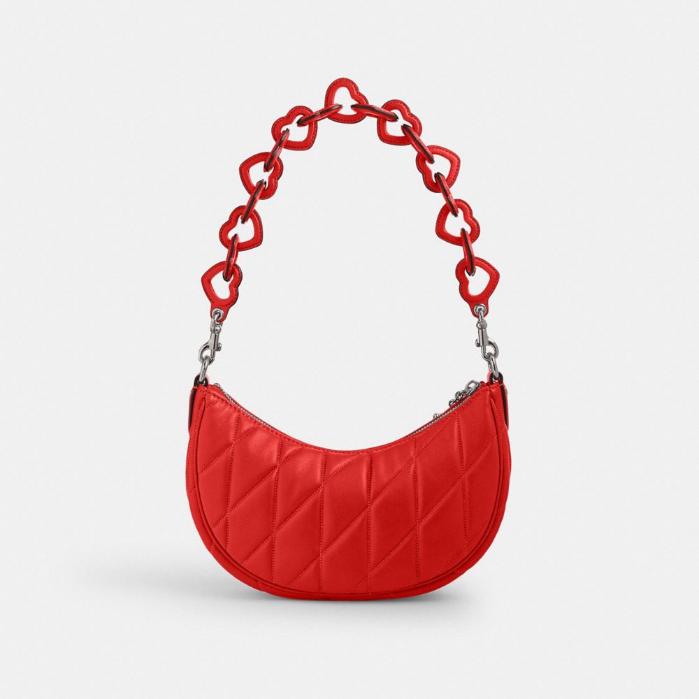 Bolsa de Hombro COACH® Mira With Pillow Quilting And Heart Strap Mujer Plateadas Rojas | COWNT202