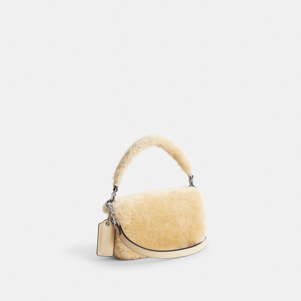 Bolsa de Hombro COACH® Pillow Tabby 18 In Shearling Mujer Plateadas Creme | COPJB194