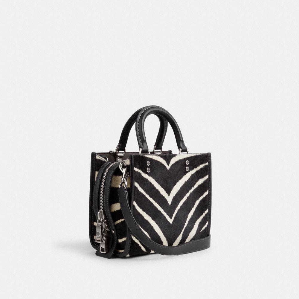 Bolsa de Hombro COACH® Rogue 20 In Haircalf With Zebra Print Mujer Plateadas | COSGC192