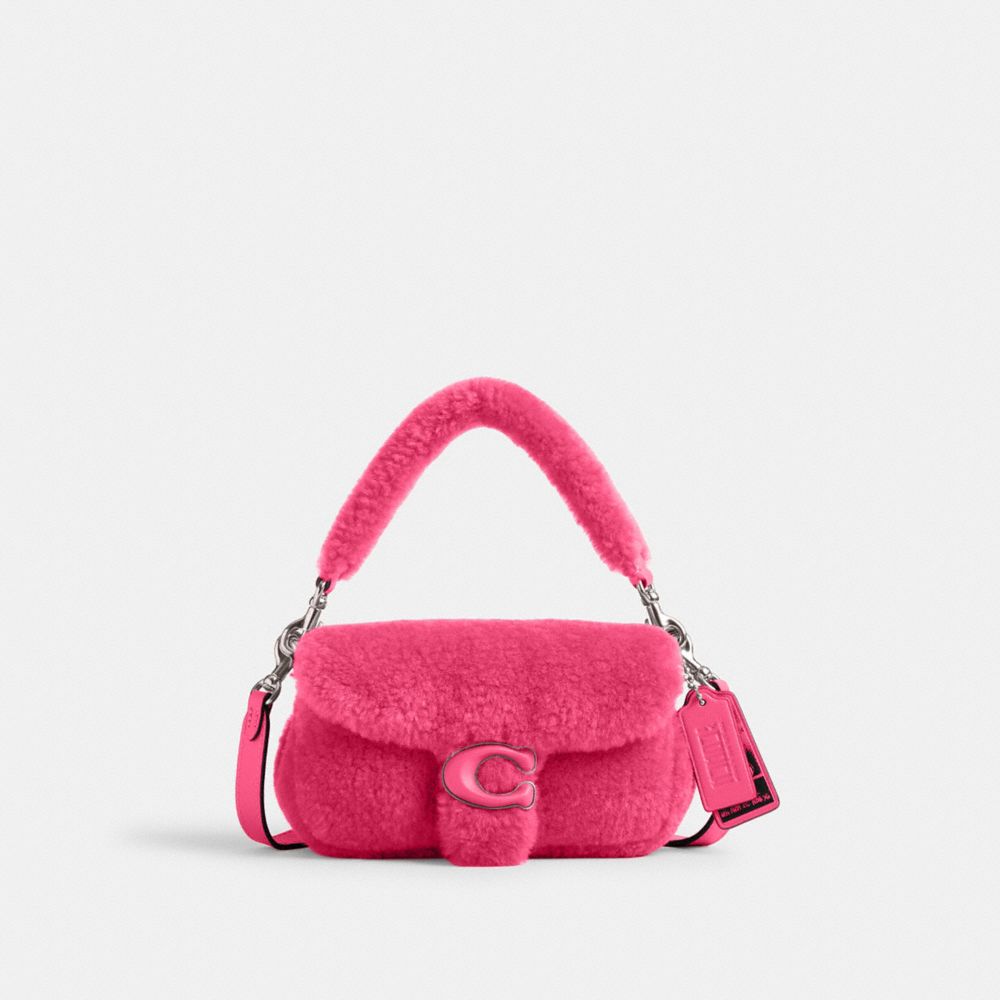 Bolsa de Hombro COACH® The Lil Nas X Drop Tabby 18 In Shearling Mujer Plateadas Fucsia Claro | COLIM170