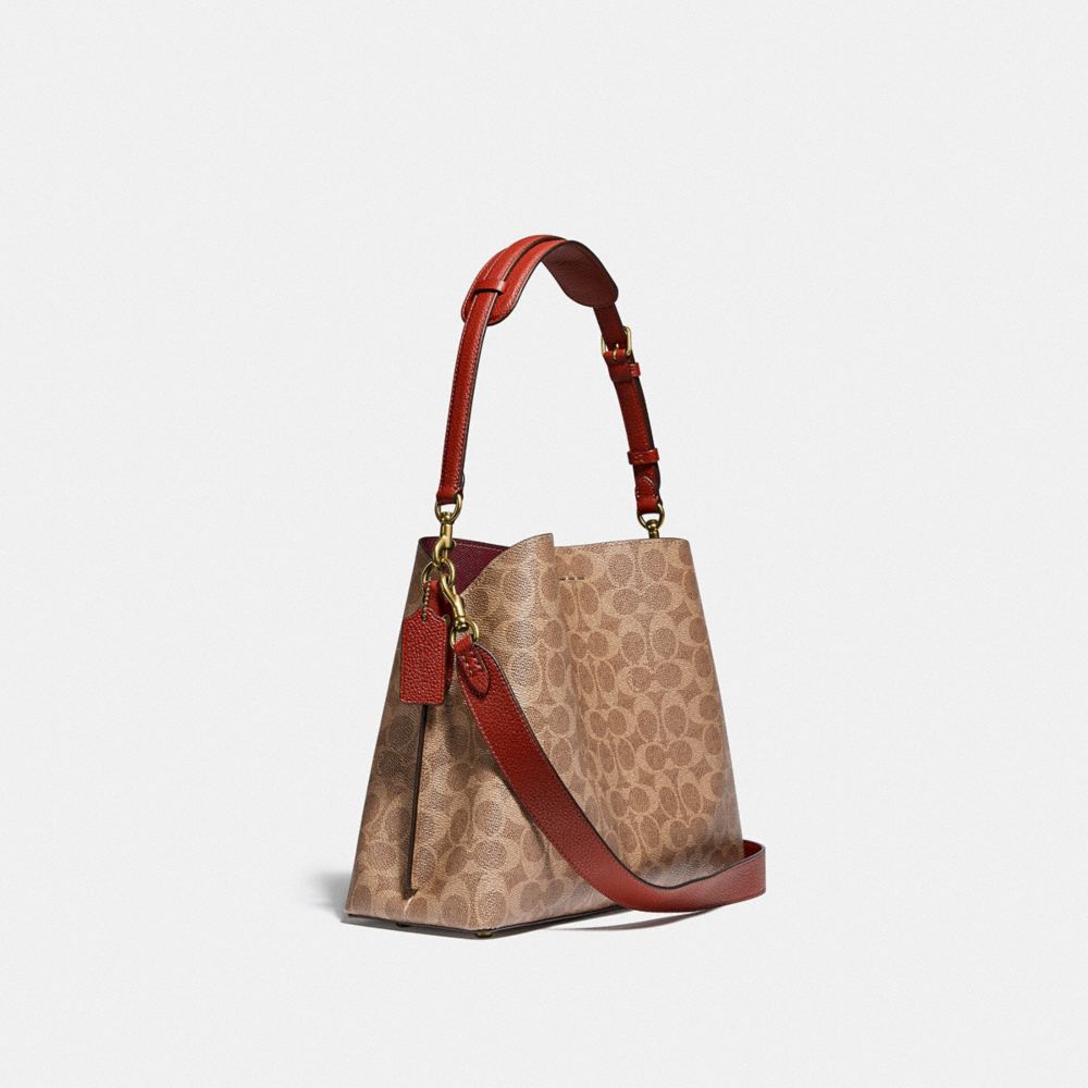 Bolsa de Hombro COACH® Willow In Signature Canvas Mujer Marrones Rojas | COHAB167