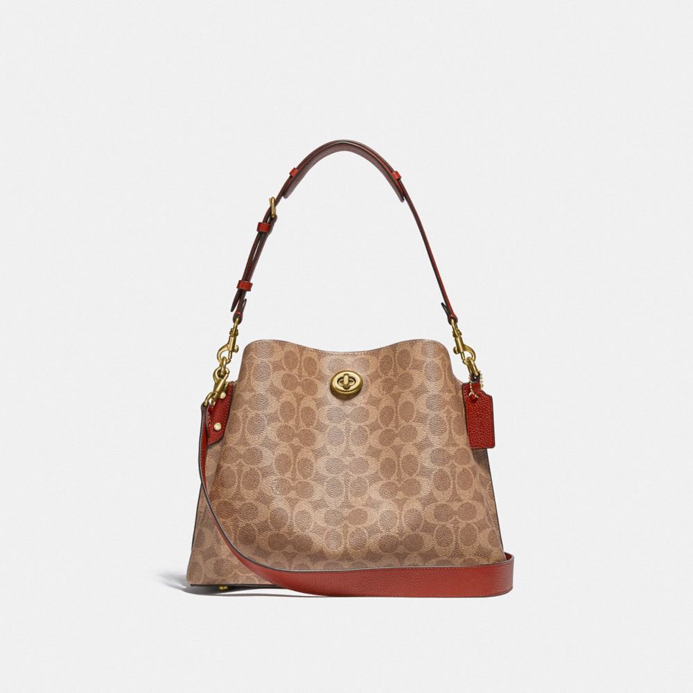 Bolsa de Hombro COACH® Willow In Signature Canvas Mujer Marrones Rojas | COHAB167