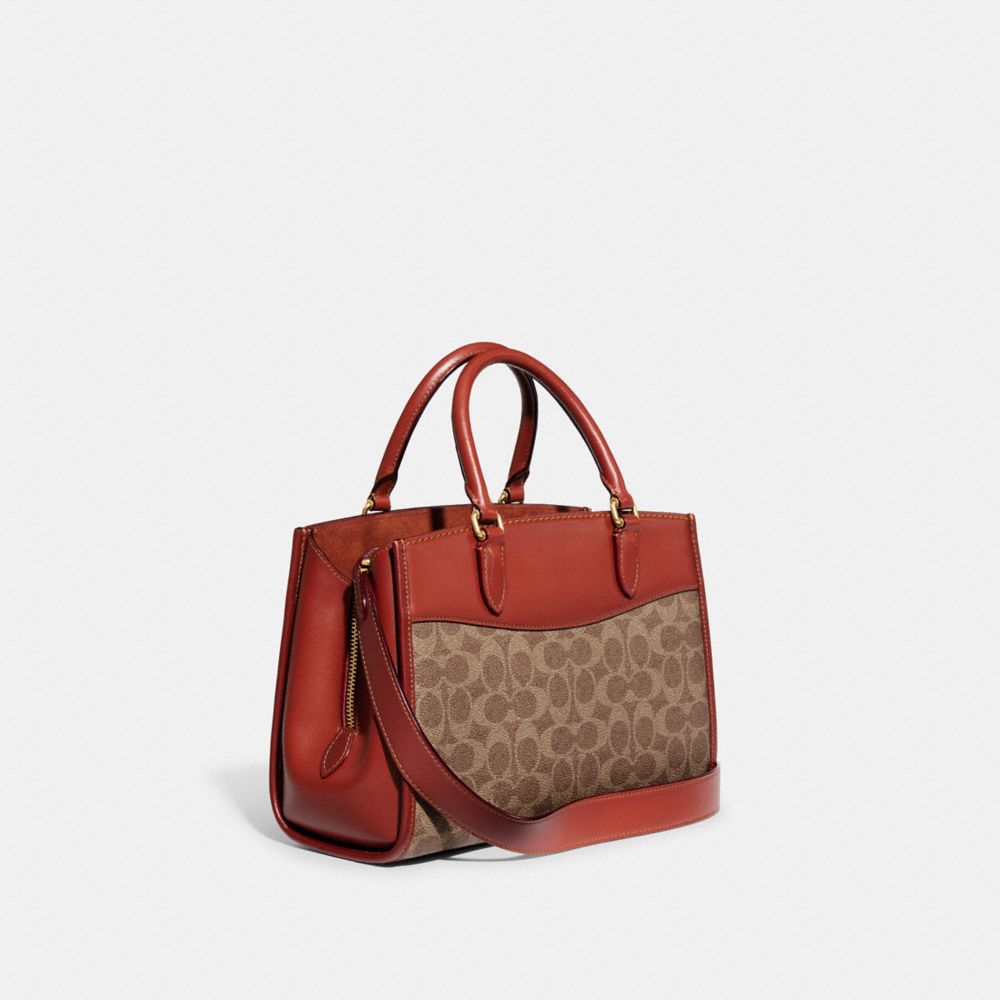 Bolsa de Mano COACH® Brooke Carryall 28 In Signature Canvas Mujer Marrones Rojas | COYXP261