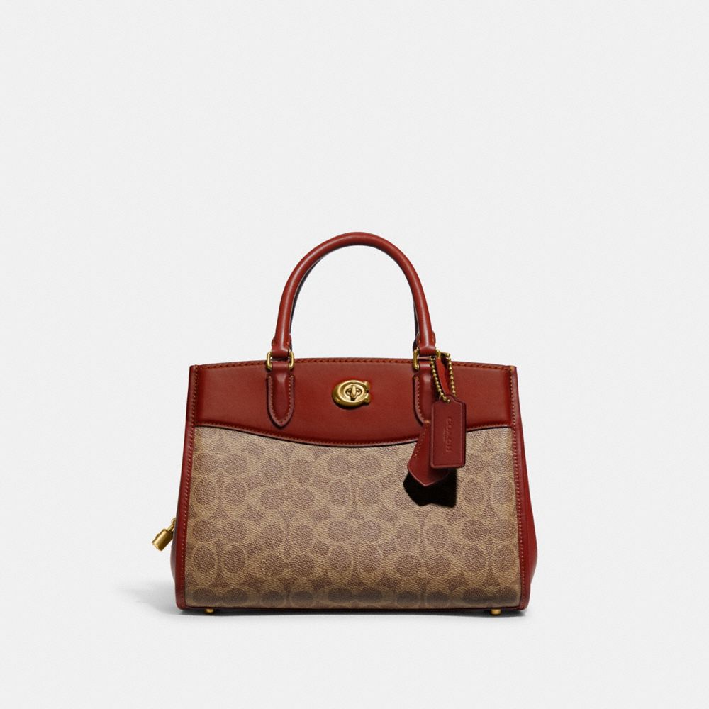 Bolsa de Mano COACH® Brooke Carryall 28 In Signature Canvas Mujer Marrones Rojas | COYXP261