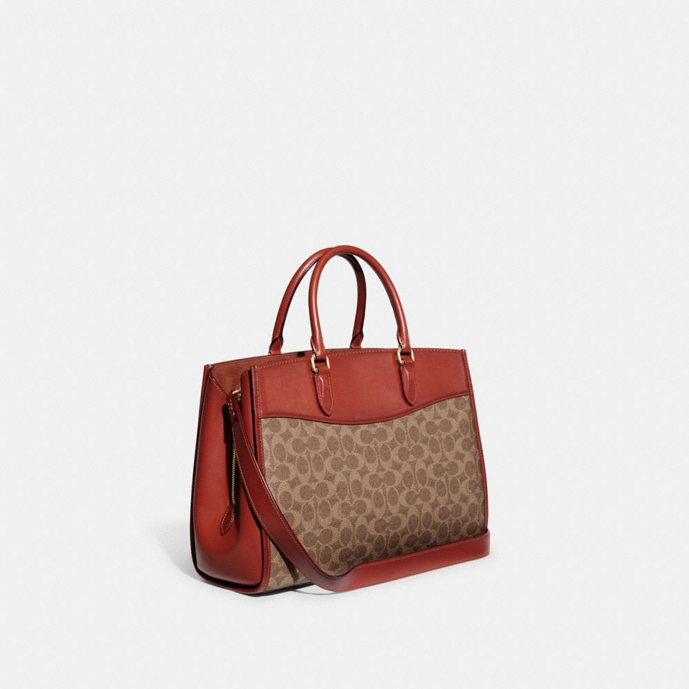 Bolsa de Mano COACH® Brooke Carryall In Signature Canvas Mujer Marrones Rojas | COTCO260