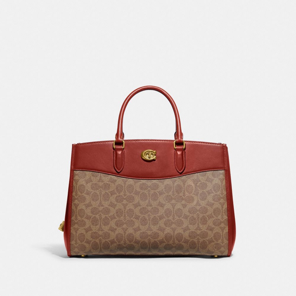 Bolsa de Mano COACH® Brooke Carryall In Signature Canvas Mujer Marrones Rojas | COTCO260