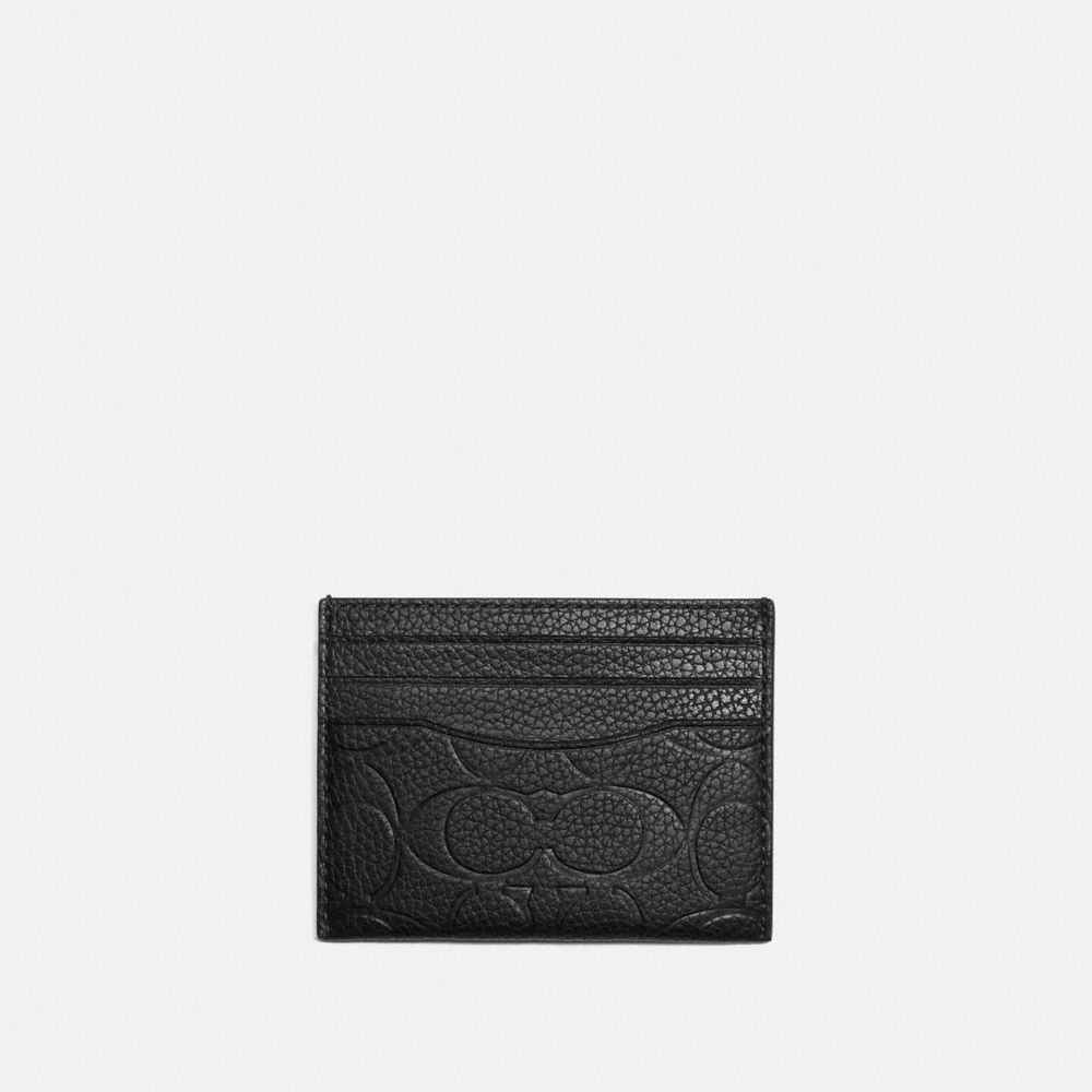 Bolsa de Mano COACH® Card Case In Signature Leather Mujer Negras | COQMT256