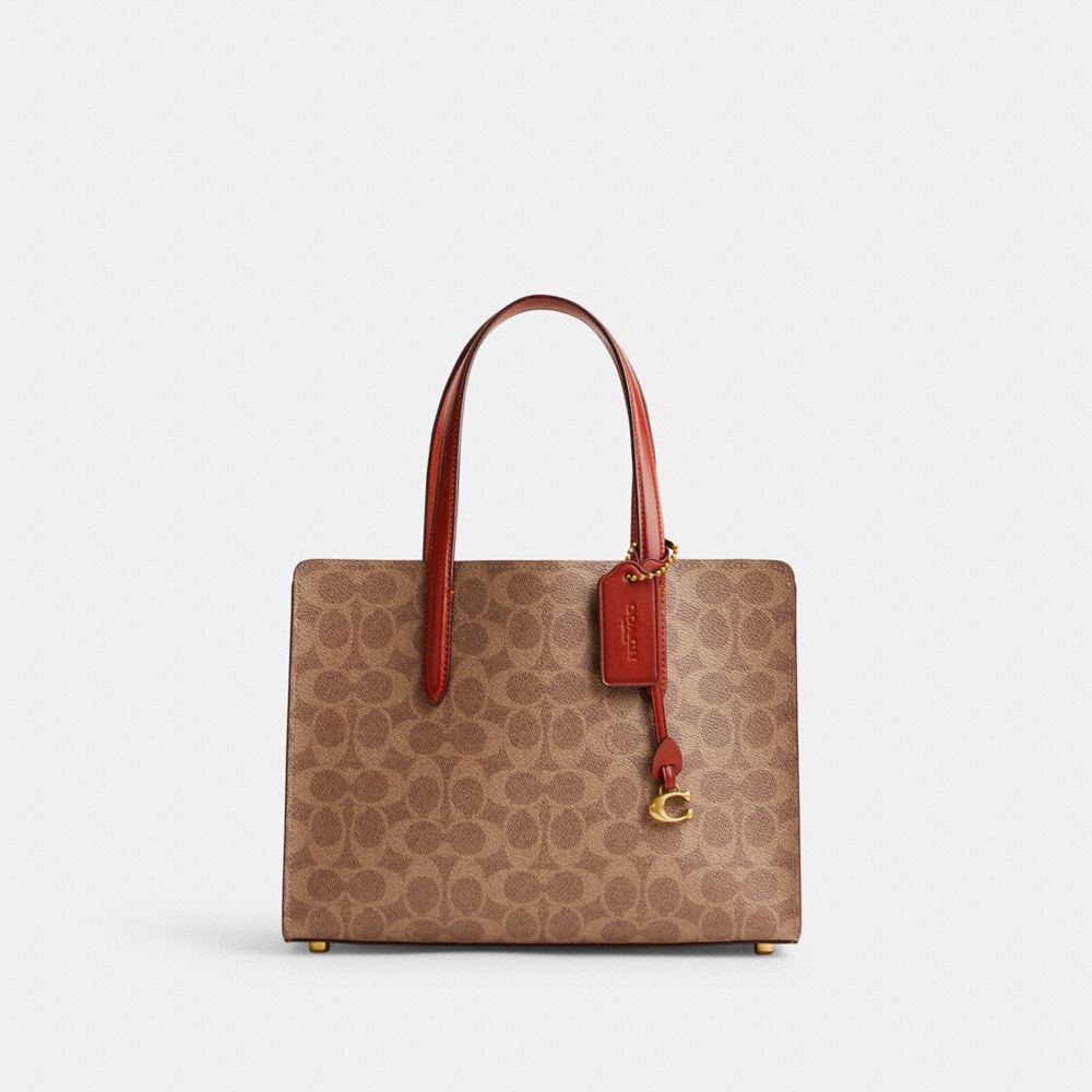 Bolsa de Mano COACH® Carter Carryall 28 In Signature Canvas Mujer Marrones Rojas | CORVQ252