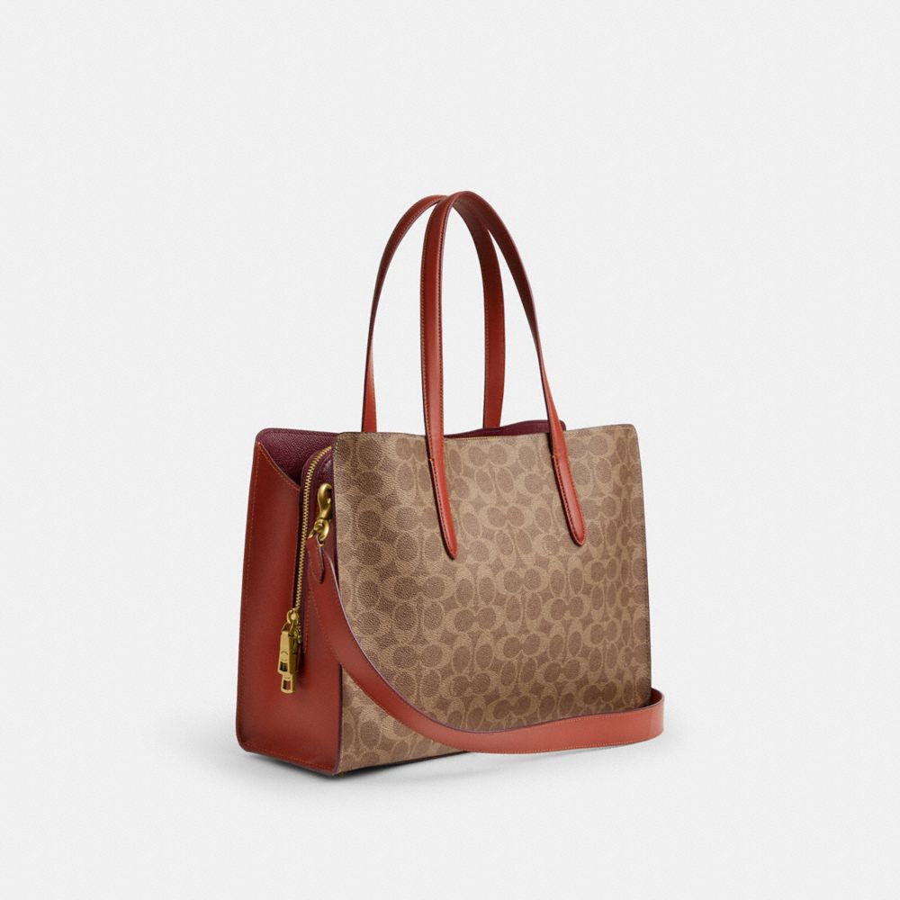 Bolsa de Mano COACH® Carter Carryall In Signature Canvas Mujer Marrones Rojas | COTCM251