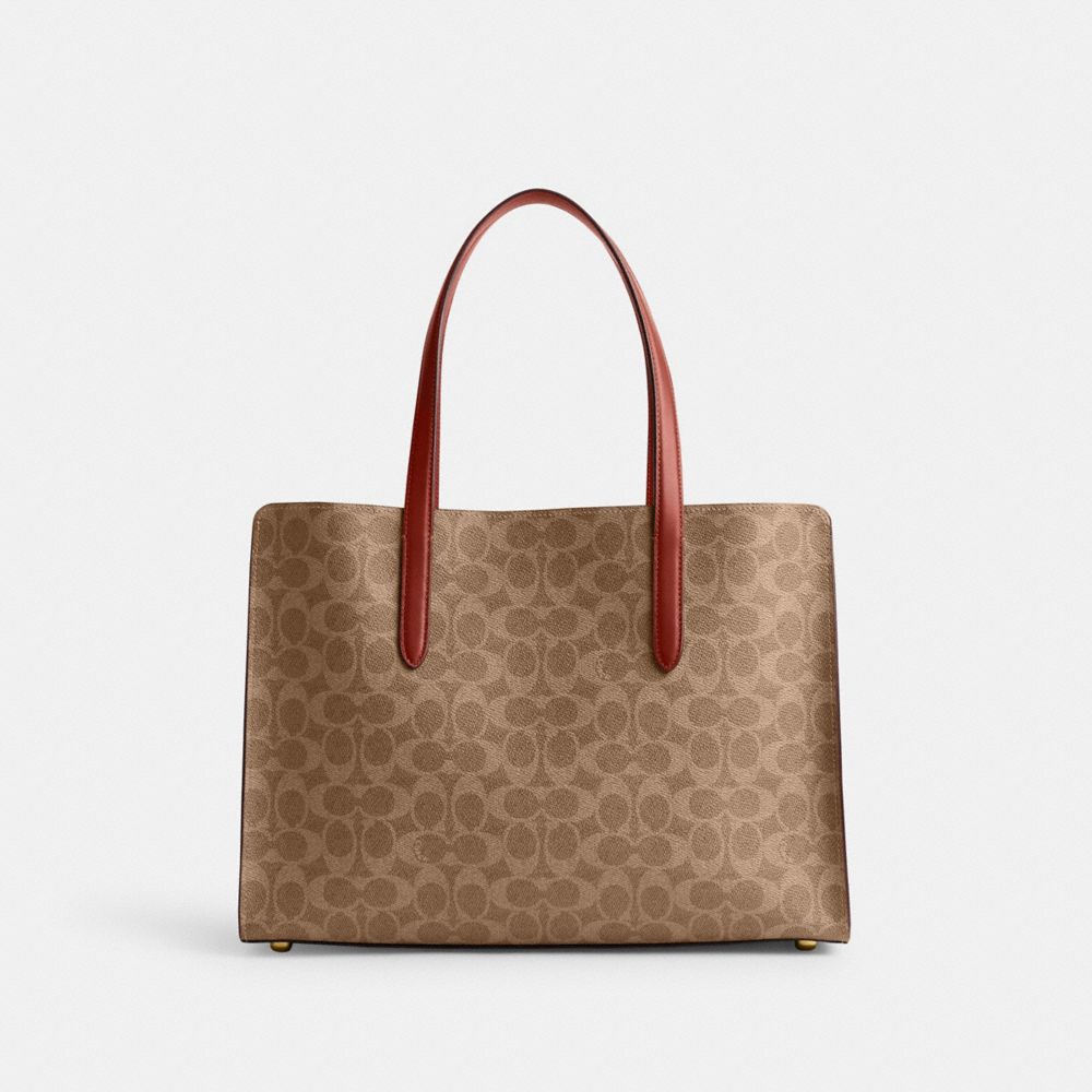 Bolsa de Mano COACH® Carter Carryall In Signature Canvas Mujer Marrones Rojas | COTCM251