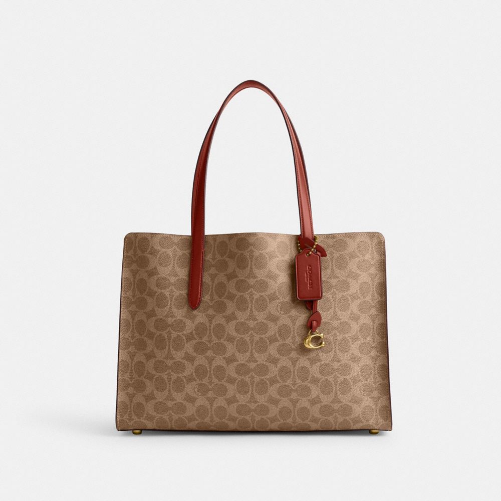 Bolsa de Mano COACH® Carter Carryall In Signature Canvas Mujer Marrones Rojas | COTCM251