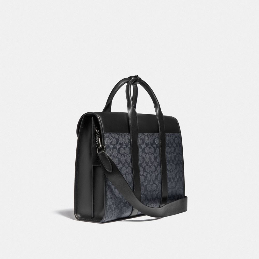 Bolsa de Mano COACH® Gotham Portfolio In Signature Canvas Hombre Negras Cobra Gris | COZUW847