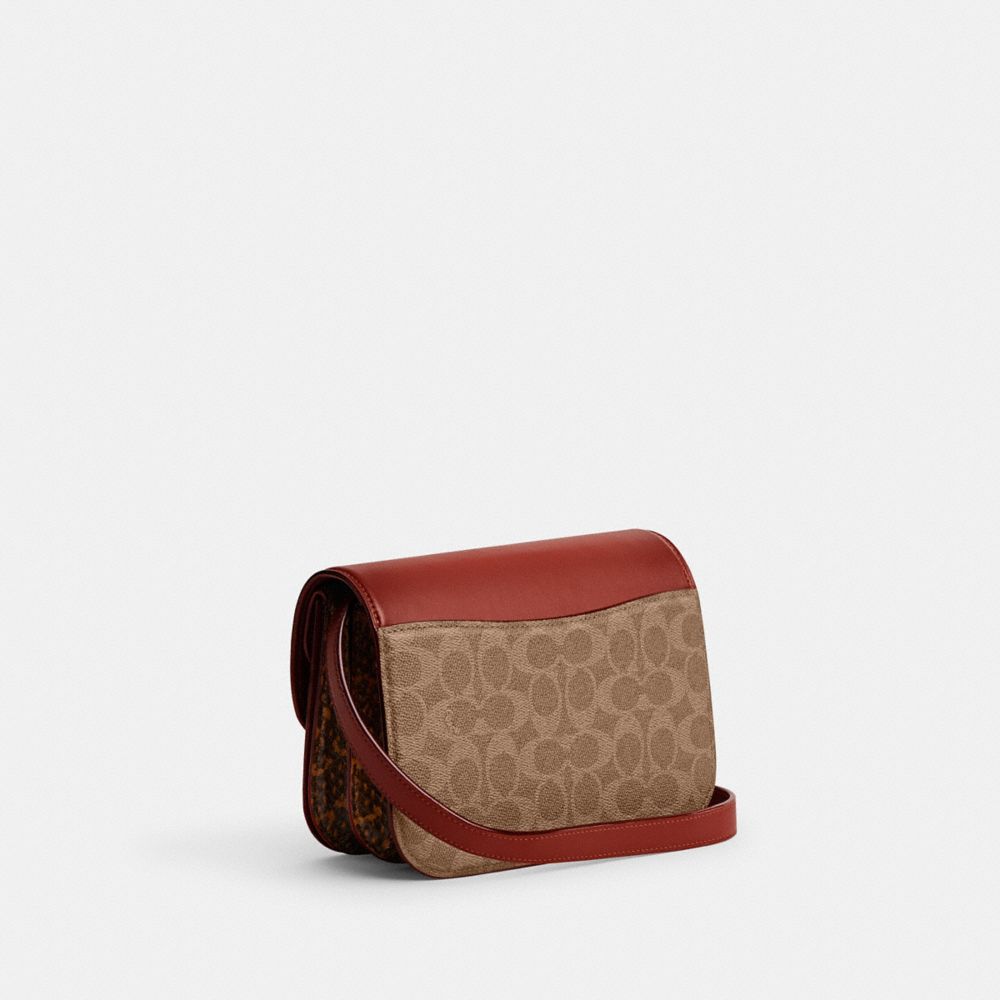 Bolsa de Mano COACH® Idol In Signature Canvas With Snakeskin Detail Mujer Marrones Rojas | COILB248