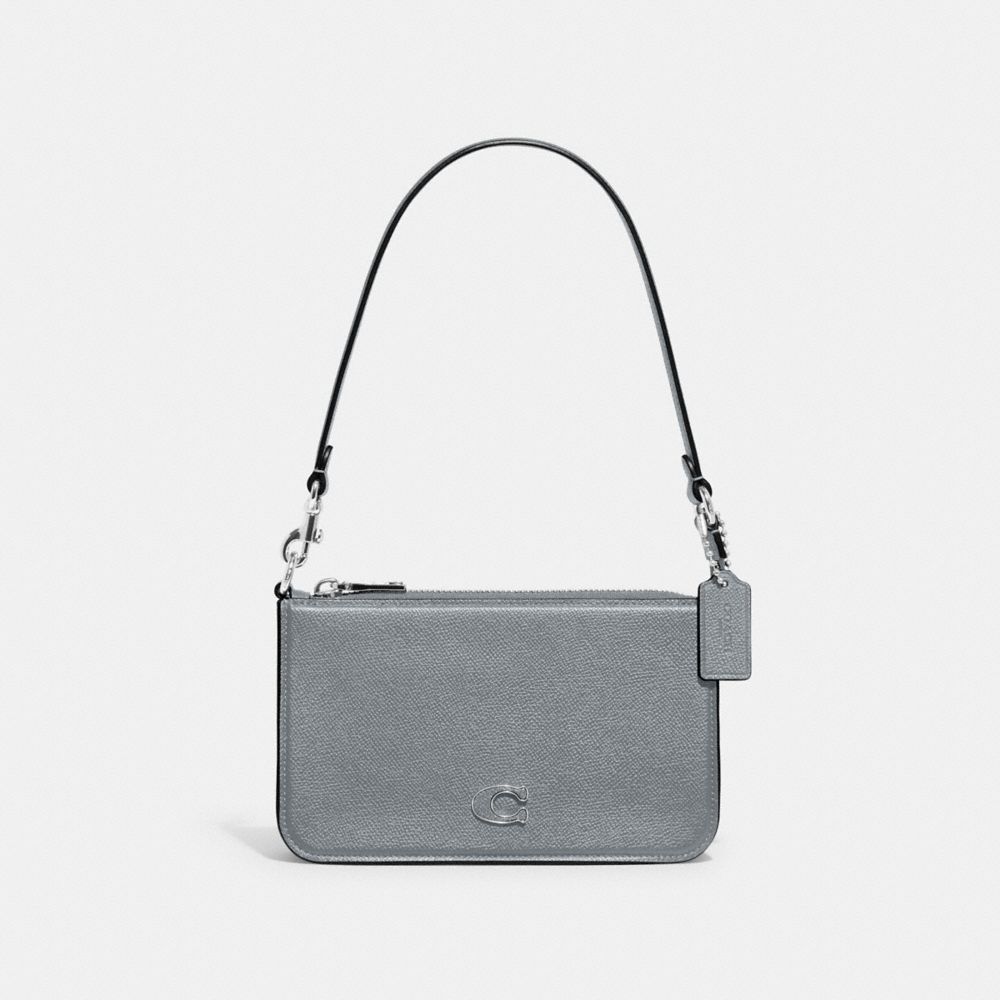 Bolsa de Mano COACH® Pouch With Signature Canvas Mujer Gris Azules | COAHX245