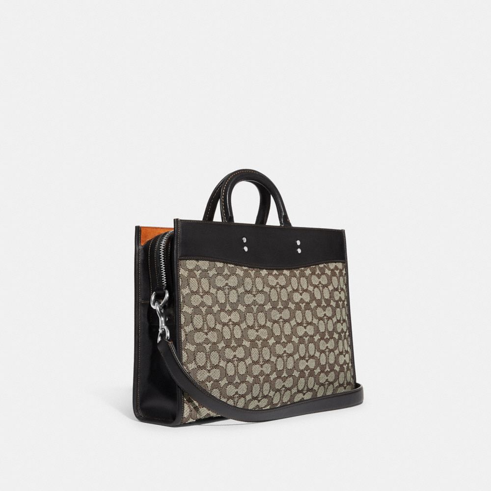 Bolsa de Mano COACH® Rogue Brief In Signature Textile Jacquard Mujer Negras | COKOF238