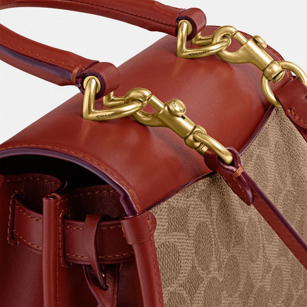 Bolsa de Mano COACH® Sammy Top Handle In Signature Canvas Mujer Marrones Rojas | COCOI232