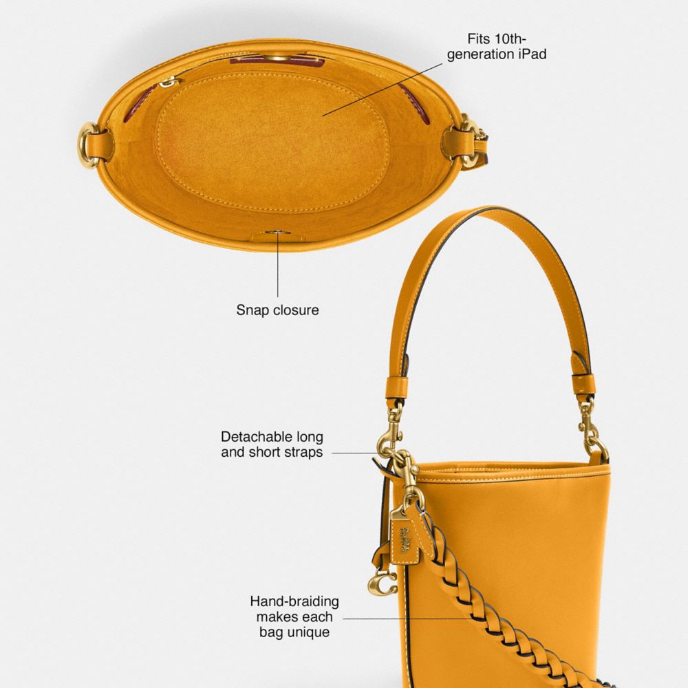 Bolso Saco COACH® Dakota 16 With Braid Mujer Amarillo | COJPA343