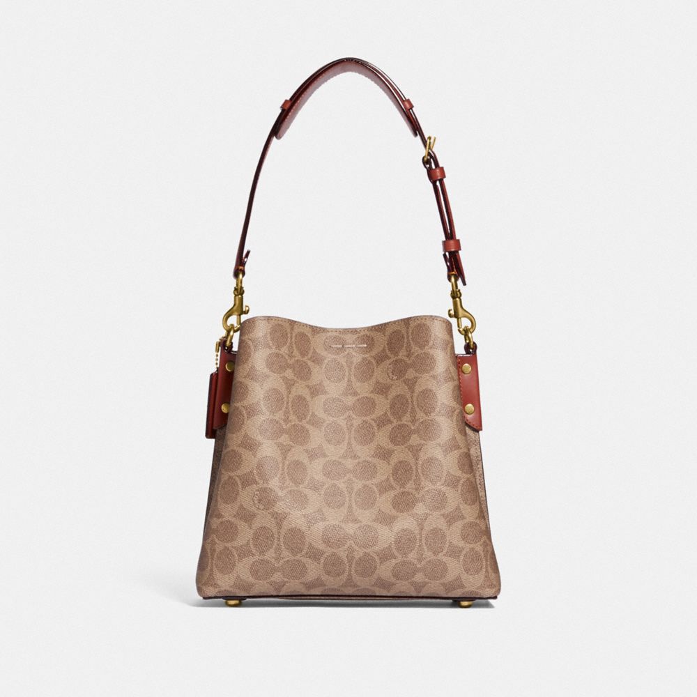 Bolso Saco COACH® Willow In Signature Canvas Mujer Marrones Rojas | COZUI340