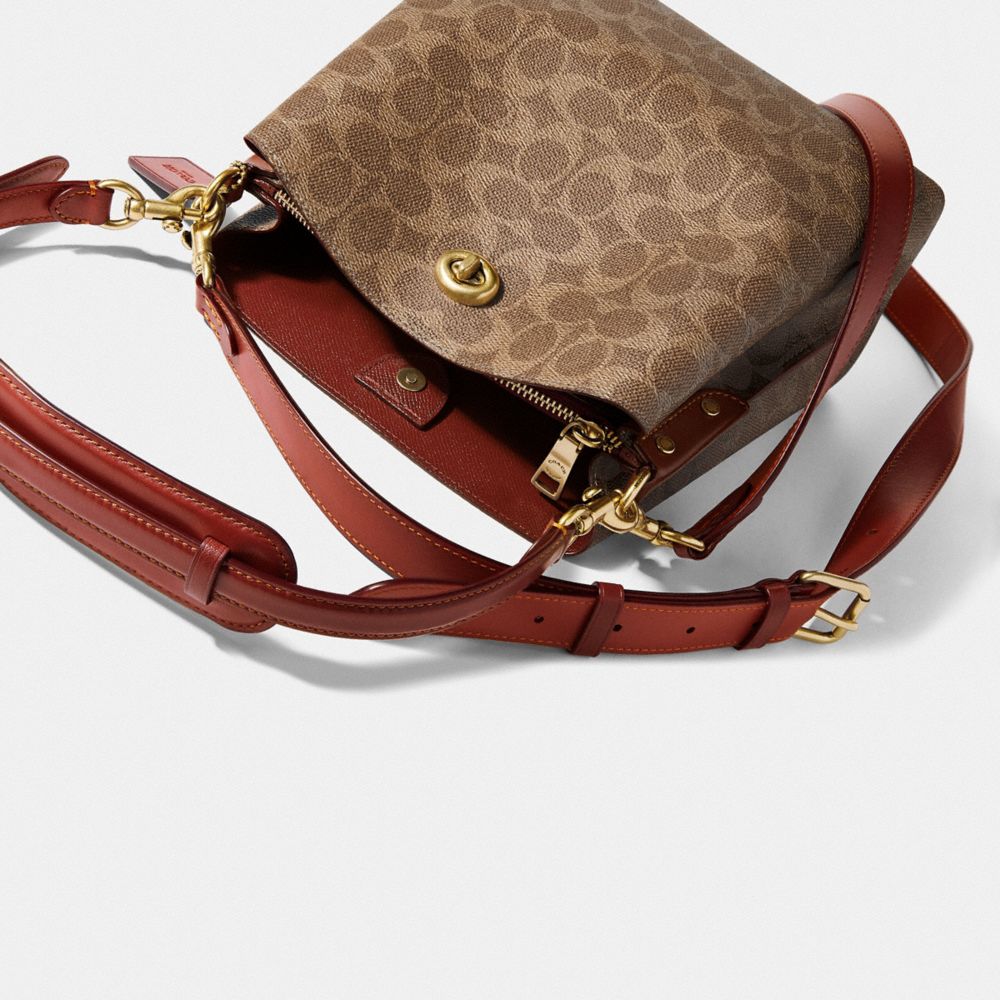 Bolso Saco COACH® Willow In Signature Canvas Mujer Marrones Rojas | COZUI340