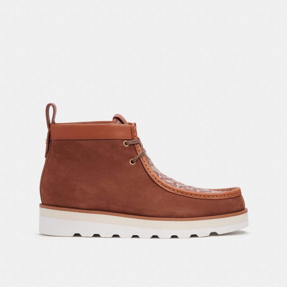 Botas COACH® Chukka In Micro Signature Jacquard Hombre Marrones | COPJX974