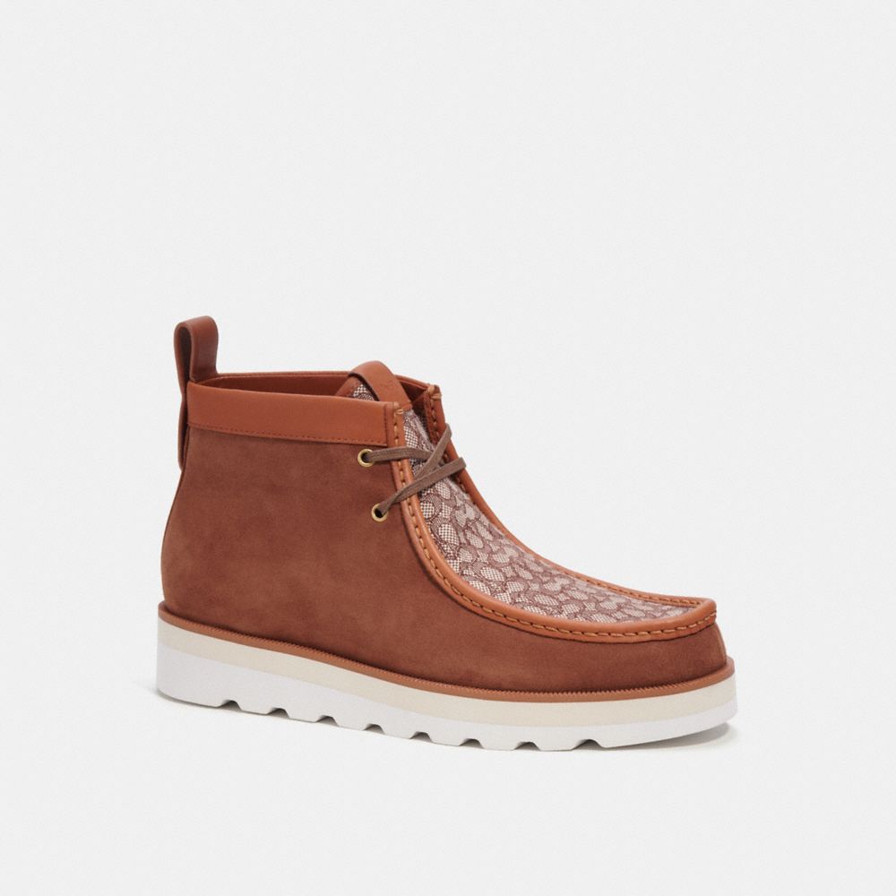 Botas COACH® Chukka In Micro Signature Jacquard Hombre Marrones | COPJX974