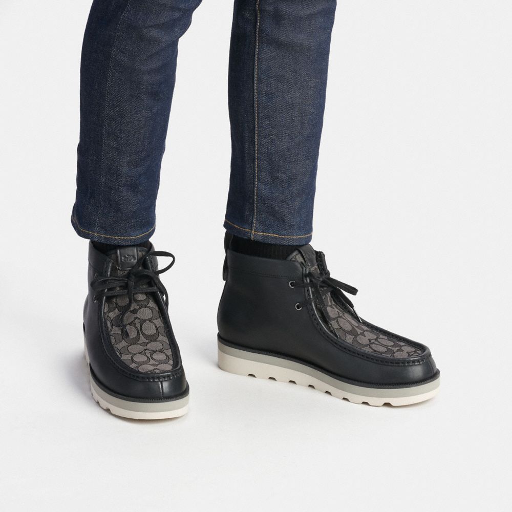 Botas COACH® Chukka In Signature Jacquard Hombre Negras | COAHZ973