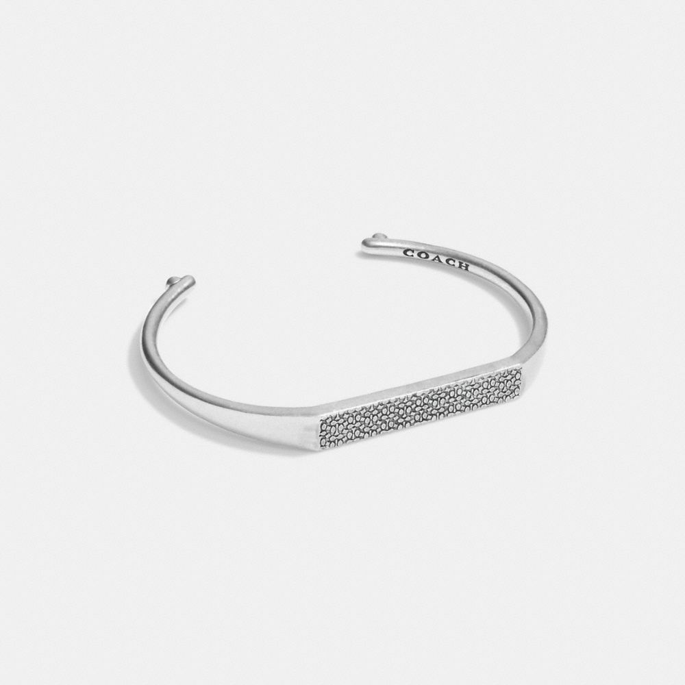 Brazaletes COACH® Sterling Signature Id Cuff Mujer Plateadas | COOKA559