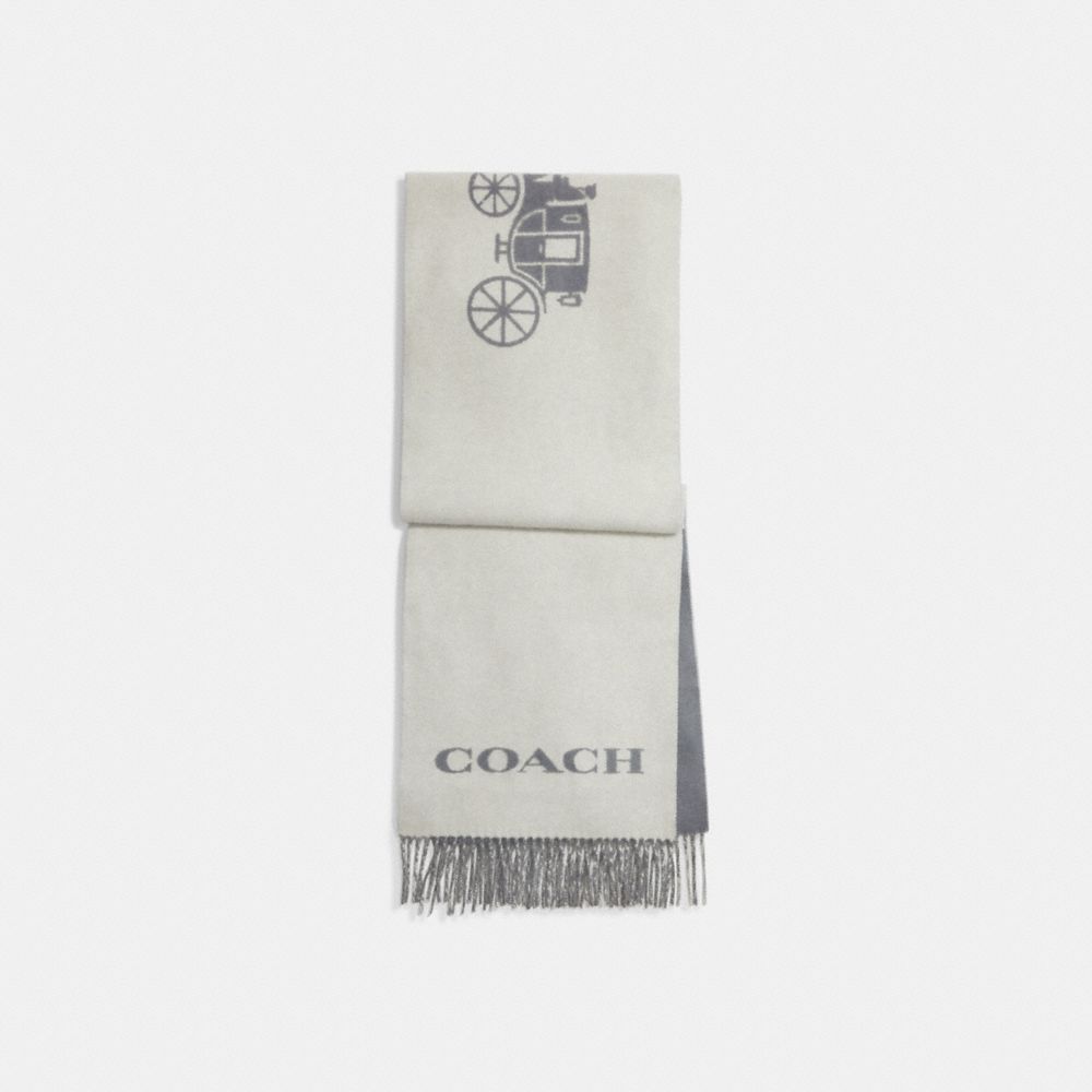 Bufanda COACH® Horse And Carriage Cashmere Muffler Mujer Gris | COPJI421