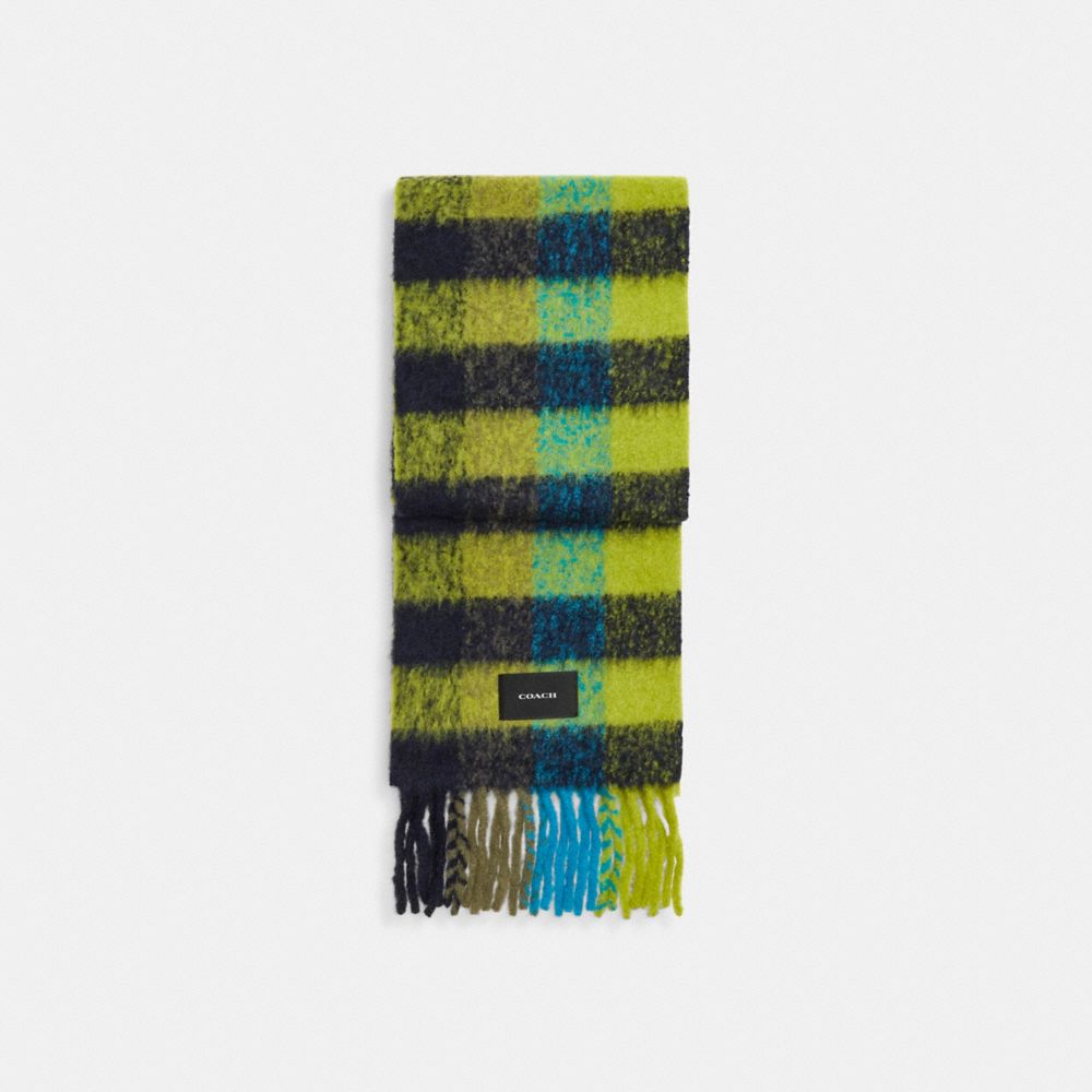 Bufanda COACH® Plaid Oversized Muffler Mujer Verde | COOKU420