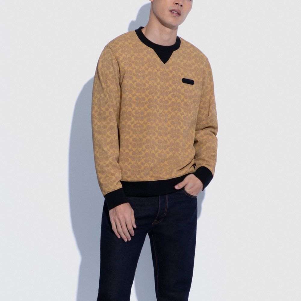 Camisa COACH® Essential Crewneck In Signature Hombre Marrones | COMQY905