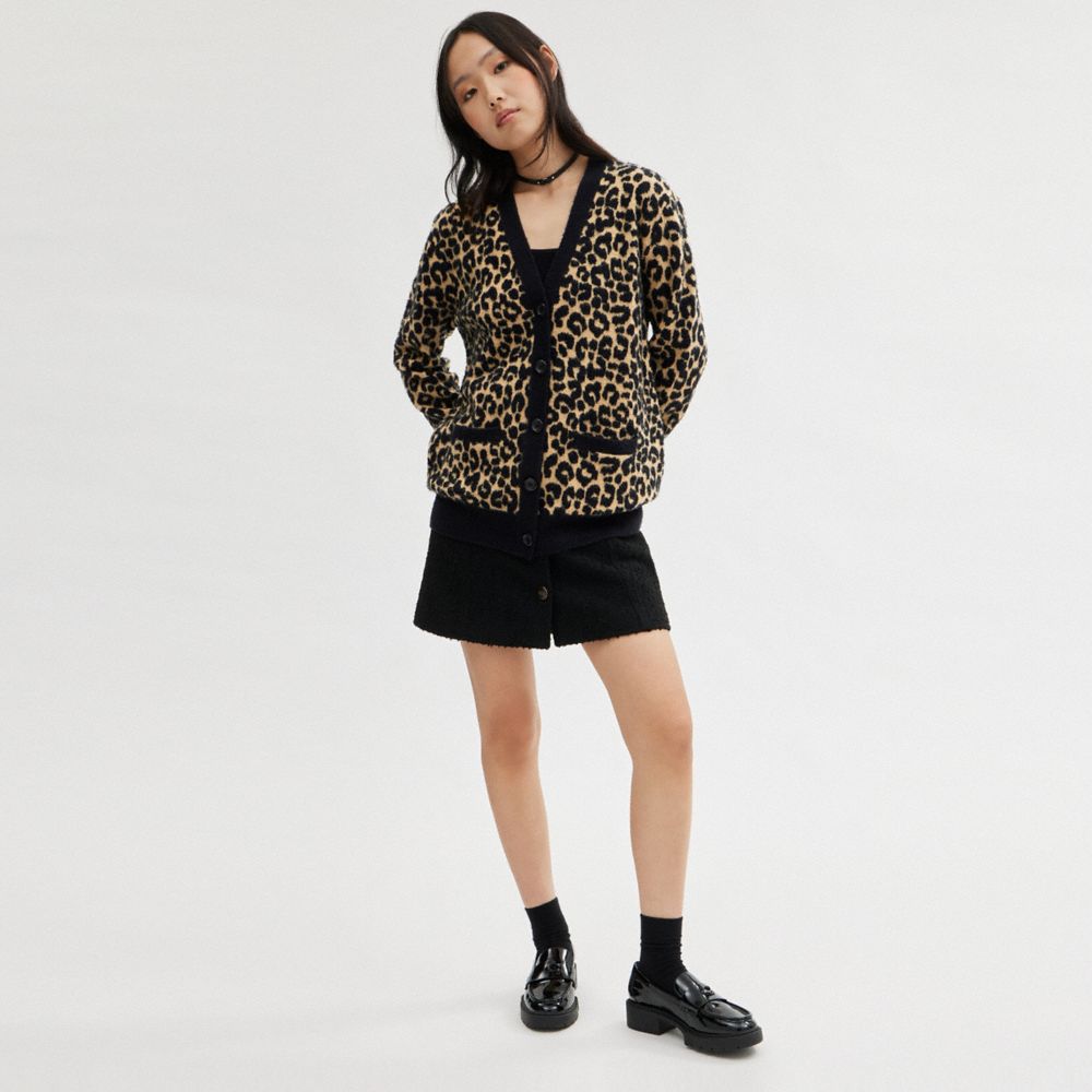 Camisa COACH® Leopard Cardigan Mujer Marrones Multicolor | COEBZ622