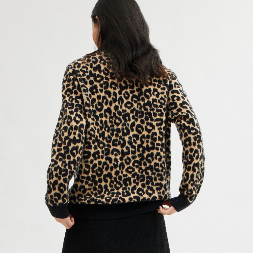 Camisa COACH® Leopard Cardigan Mujer Marrones Multicolor | COEBZ622