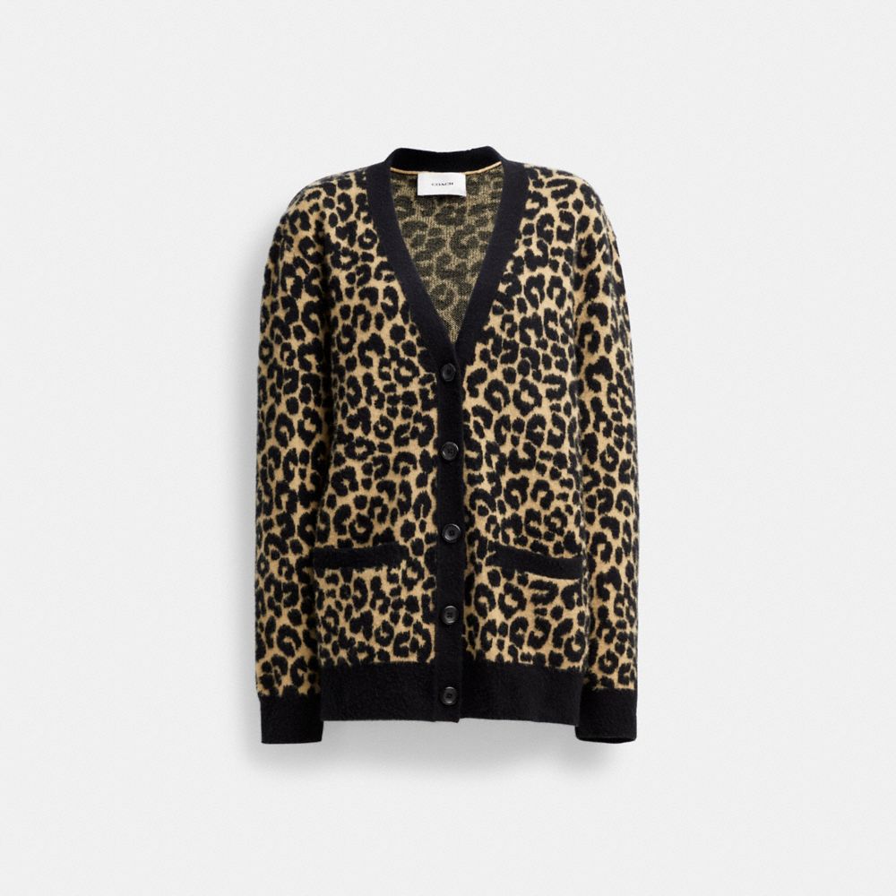 Camisa COACH® Leopard Cardigan Mujer Marrones Multicolor | COEBZ622