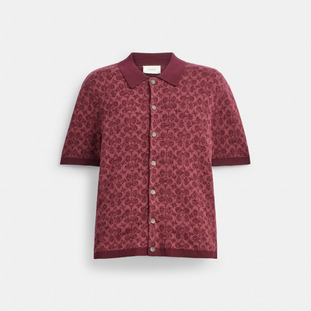 Camisa COACH® Signature Polo Hombre Rojas Oscuro | CONWT904