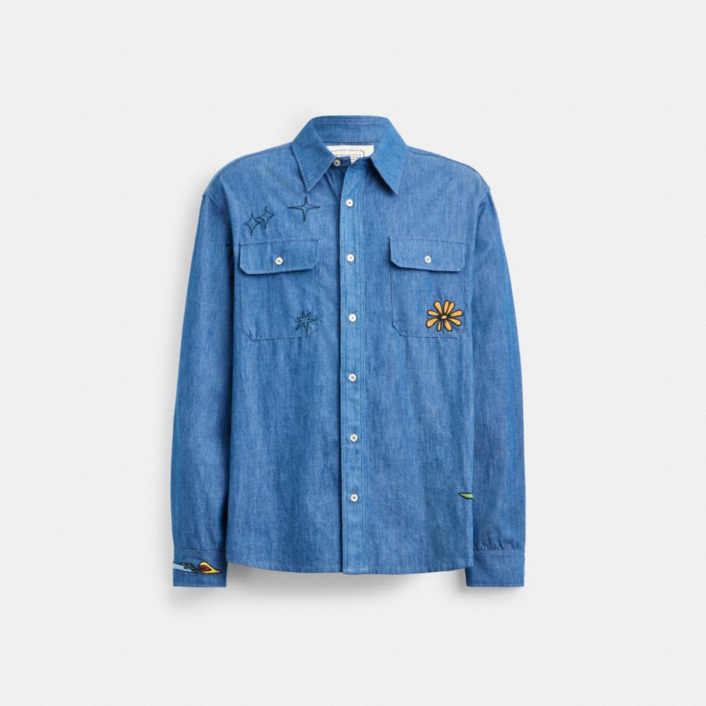 Camisa COACH® X Observed By Us Chambray Hombre Azules | COCOR903