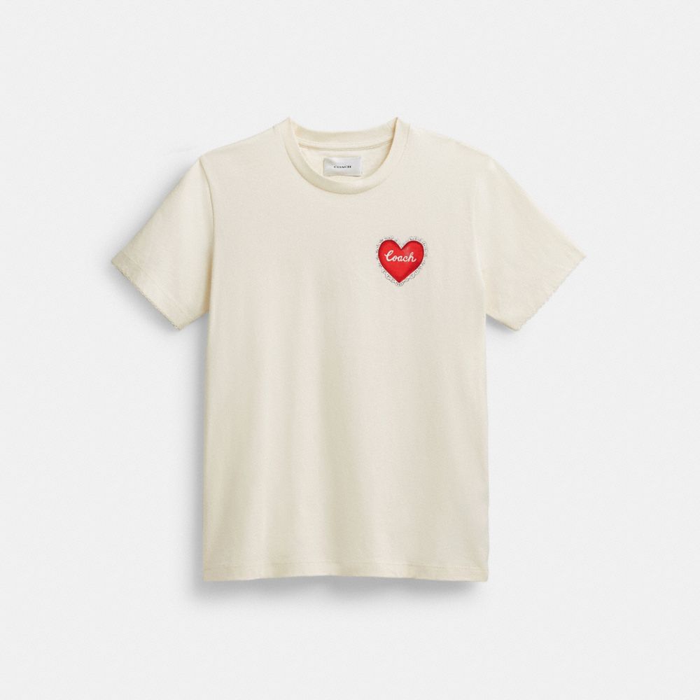 Camiseta COACH® Heart Mujer Blancas | COFDY581