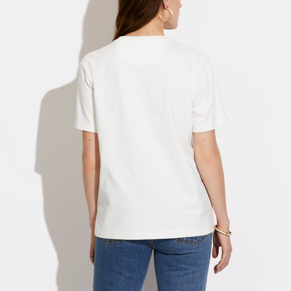 Camiseta COACH® Horse And Carriage In Organic Cotton Mujer Blancas | COSCO579