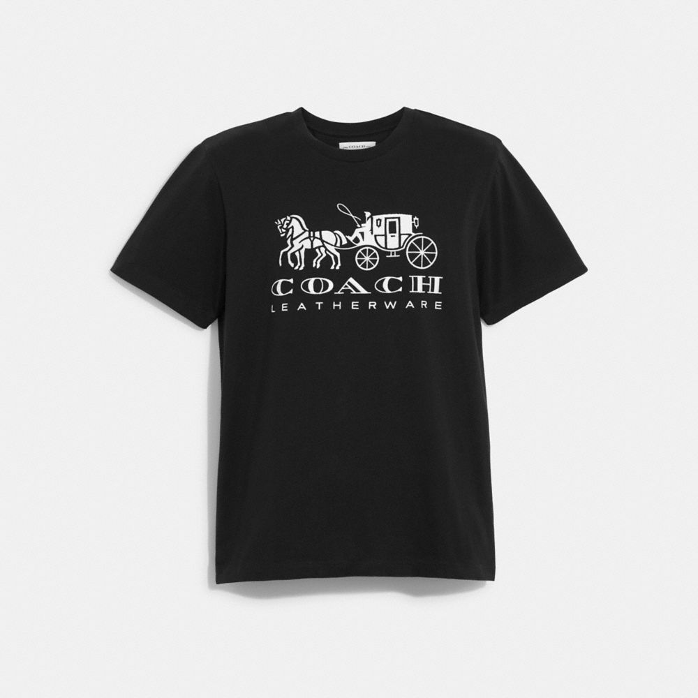 Camiseta COACH® Horse And Carriage In Organic Cotton Hombre Negras | COJPB896