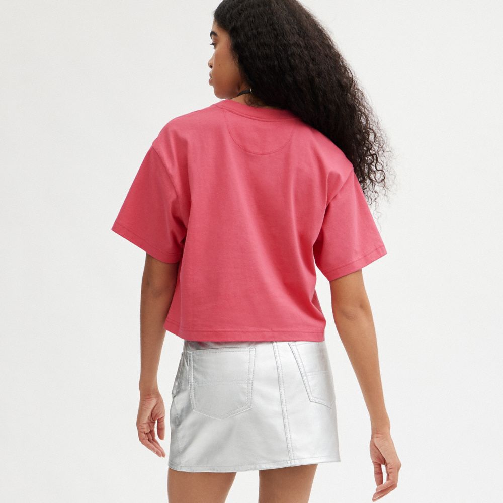 Camiseta COACH® Rexy Cropped Mujer Rosas | COILM575