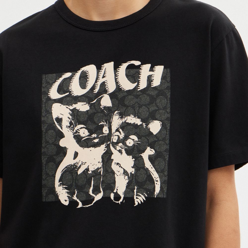 Camiseta COACH® The Lil Nas X Drop Signature Cats Mujer Negras | COWNX569